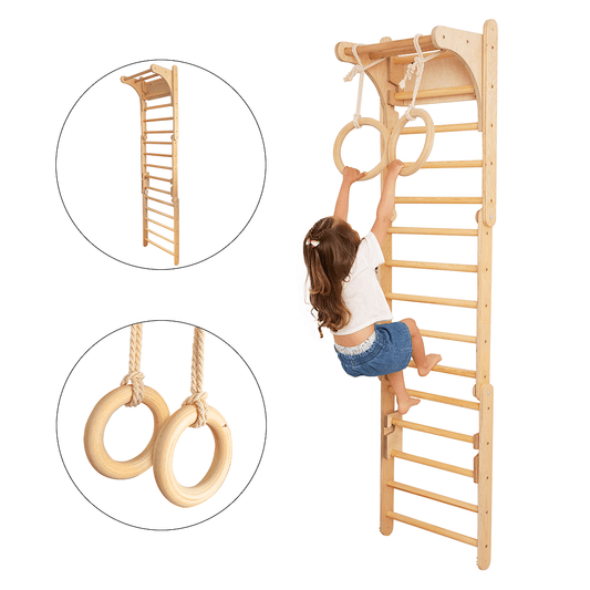 Swedish Wall with Gymnastic Rings for Kids