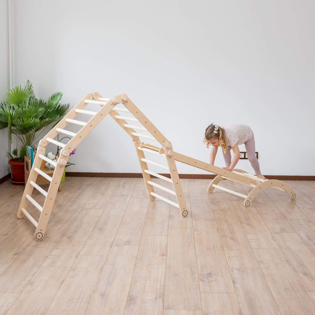 Modifiable Pikler Climbing Triangle 4 Modules with Double-Sided Ramp a ...