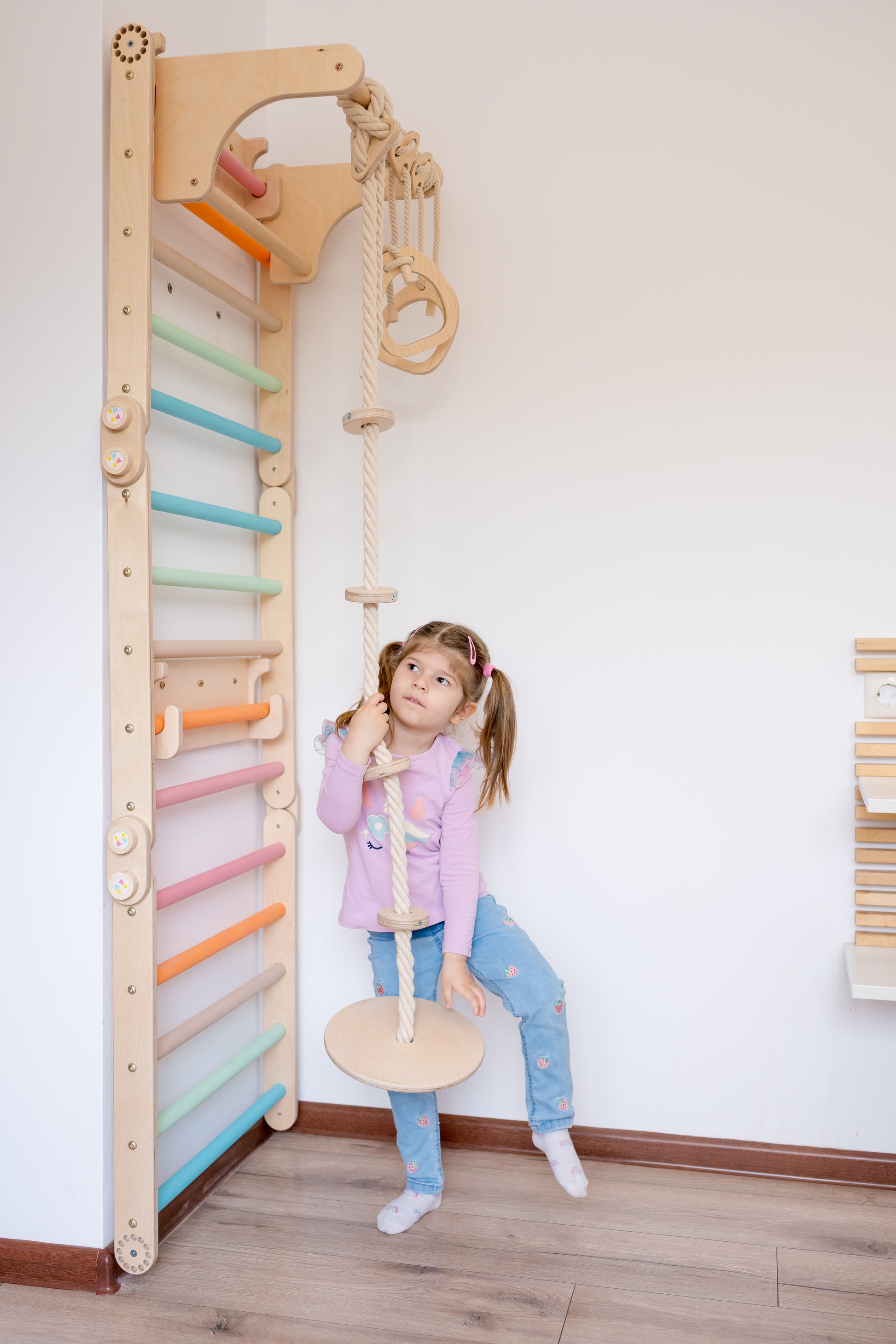 Wooden Disk - Swing and Climbing Rope 2in1