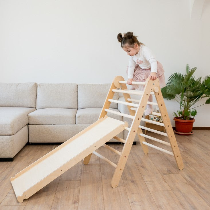 Foldable Climbing Pikler Triangle with Double-Sided Ramp