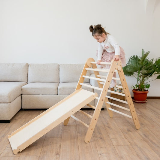 Foldable Climbing Pikler Triangle with Double-Sided Ramp