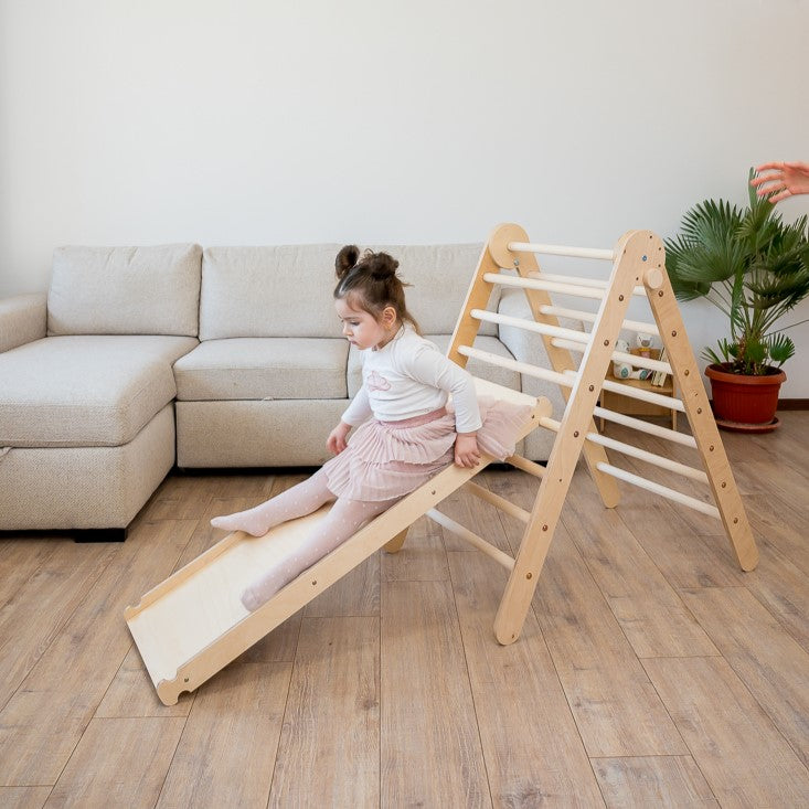 Foldable Climbing Pikler Triangle with Double-Sided Ramp
