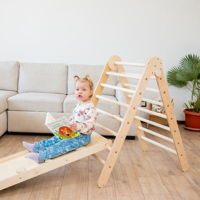 Foldable Climbing Pikler Triangle with Double-Sided Ramp