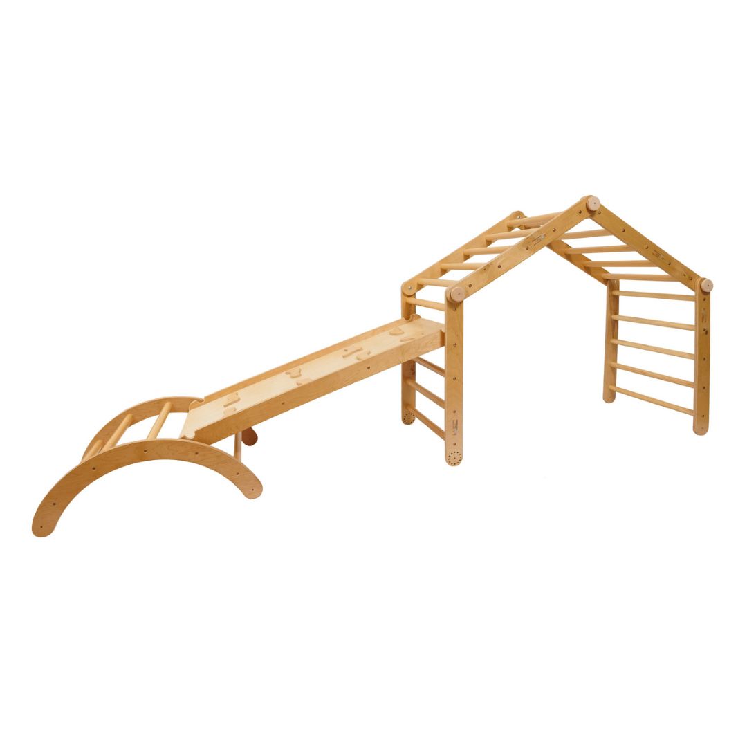 Modifiable Pikler Climbing Triangle 4 Modules with Double-Sided Ramp and Arch
