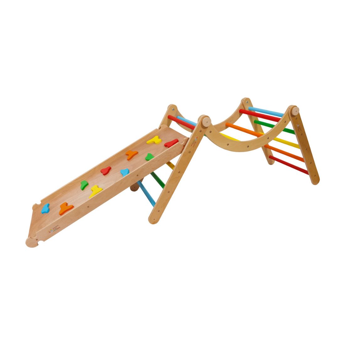 Modifiable Pikler Climbing Triangle with Ramp and Arch