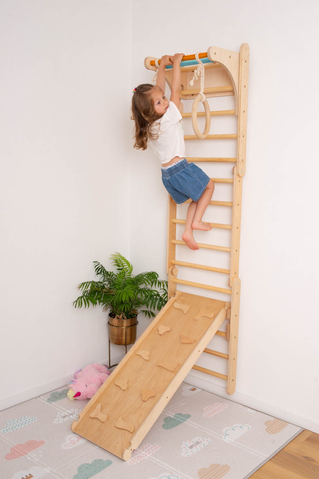 Swedish Wall with Ramp and Gymnastic Rings