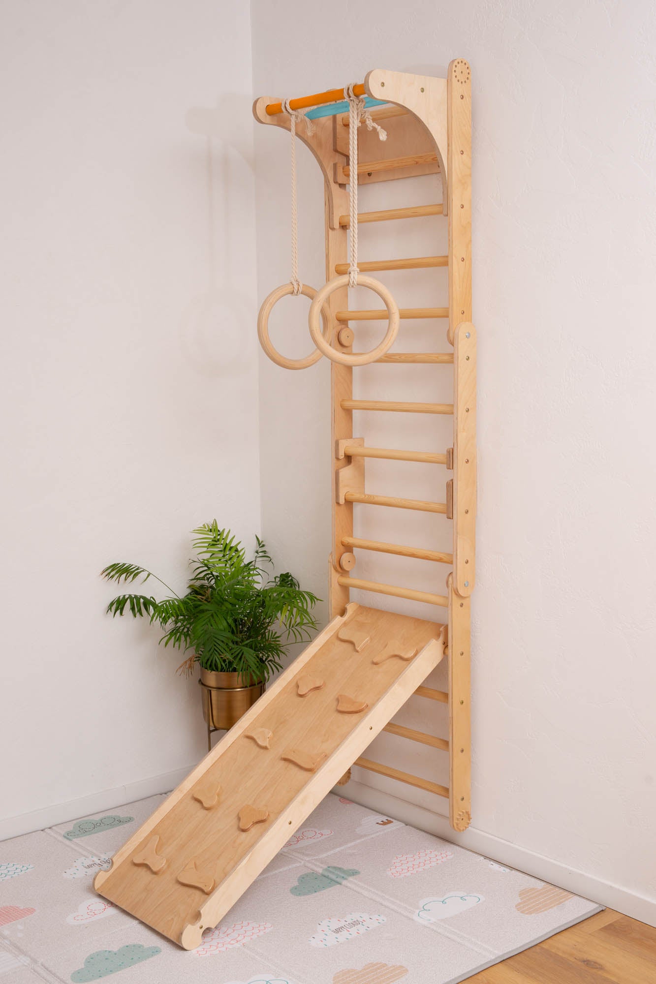 Swedish Wall with Ramp and Gymnastic Rings