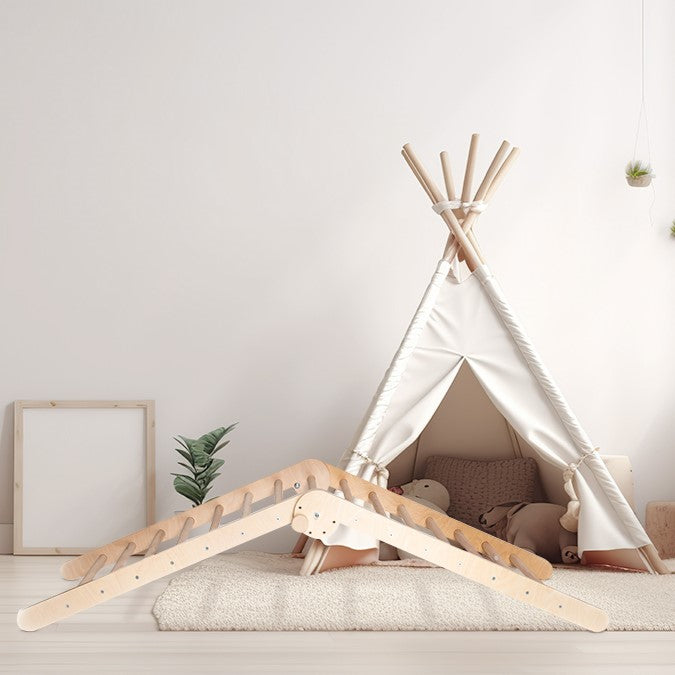 Foldable Climbing Pikler Triangle with Double-Sided Ramp