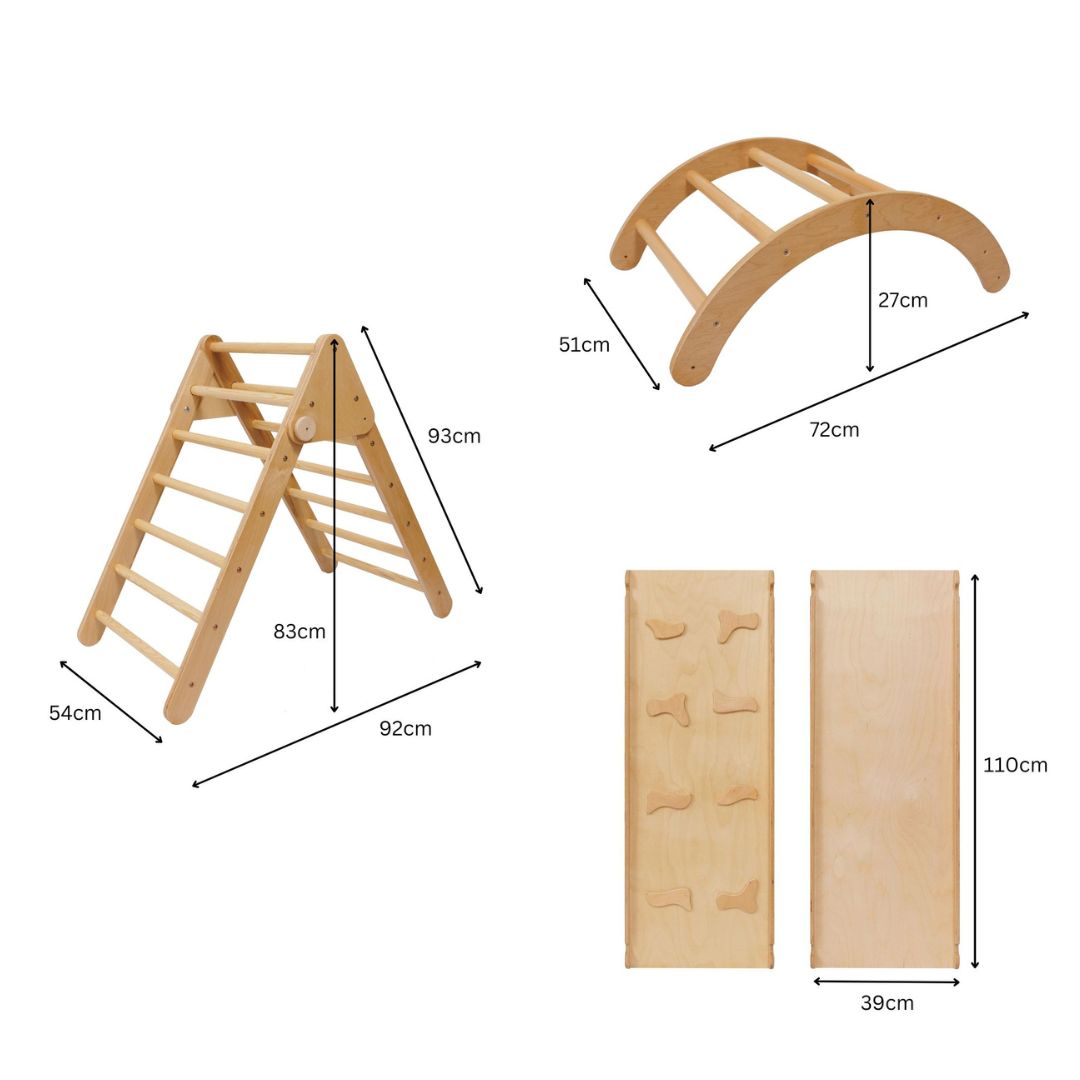 Set of 3: Foldable Climbing Triangle + Double Sided Ramp + Arc