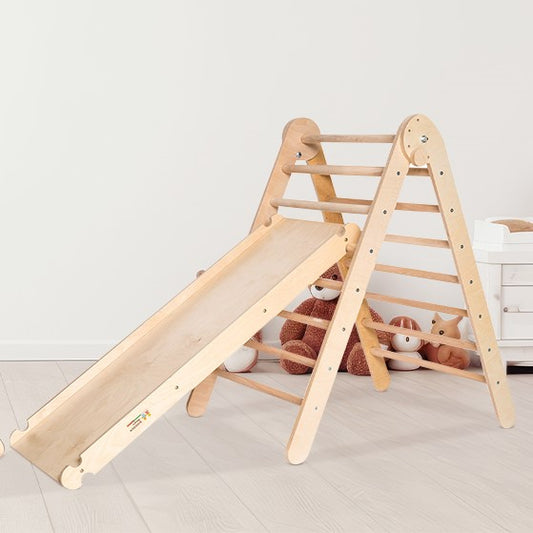 Foldable Climbing Pikler Triangle with Double-Sided Ramp